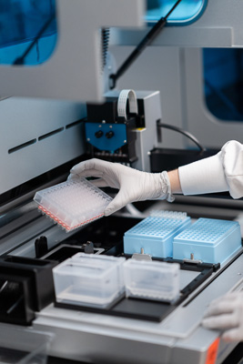 UF Health Pathology Laboratories set up a high-throughput PCR testing lab at Rocky Point to help shorten the time needed to accurately screen patients for COVID-19. — © University of Florida, Photo by Jesse S. Jones