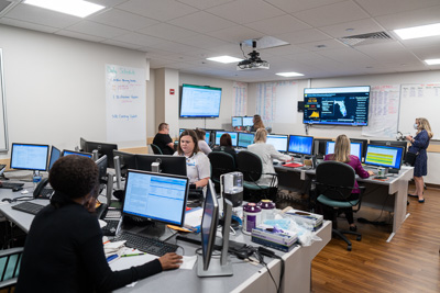 In response to the pandemic, UF Health established a hospital-based COVID-19 Command Center to serve as a central operations hub to coordinate the health system’s response to the pandemic across its academic health center campus in Gainesville. — © University of Florida, Photo by Jesse S. Jones