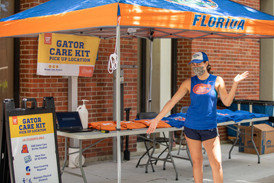 UF gave every student a Gator Care Kit for the fall and spring semesters. The kit included a drawstring backpack, two washable Gator masks, a first-aid kit, hand sanitizer, tissues and health information. — © 2020 UF Division of Student Affairs, All Rights Reserved