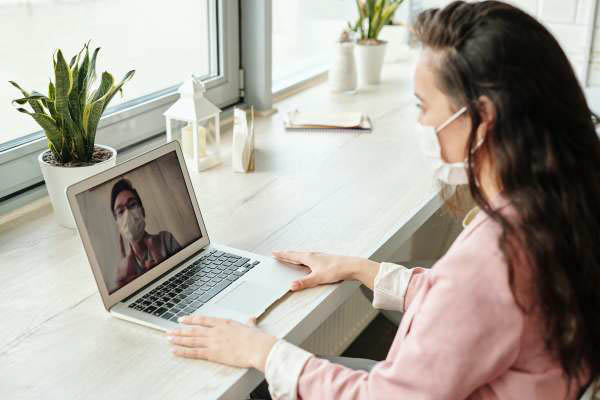 Woman on video call