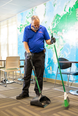 Housing & Residence Life custodial staff hard at work. — © 2021 University of Florida Division of Student Life, All Rights Reserved