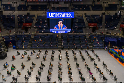 Students from the UF College of Medicine class of 2021 take their first steps as physicians during a commencement ceremony May 15 at the Stephen C. O’Connell Center. — © UF Health, Photo by Louis Brems